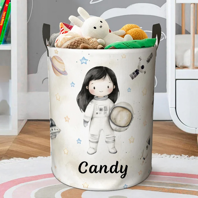 Personalized Space Rocket UFO Astronaut Laundry Storage Basket with Name Birthday Gift  for Gamer Geek Lover