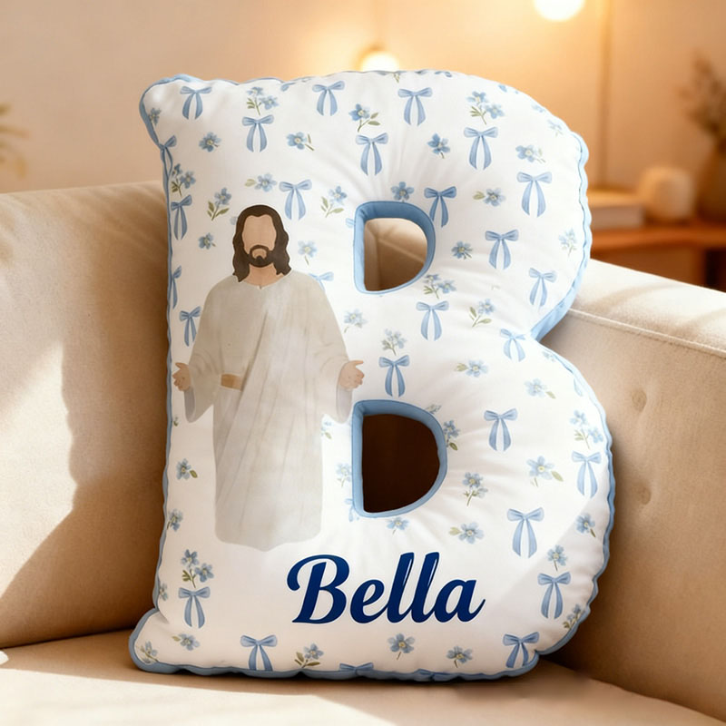 Personalized Jesus Love you Letter Pillow with Name Christian Home Decor Religious Gift Birthday Gift Jesus Lover Pillow Graphic 3D Print Pillow