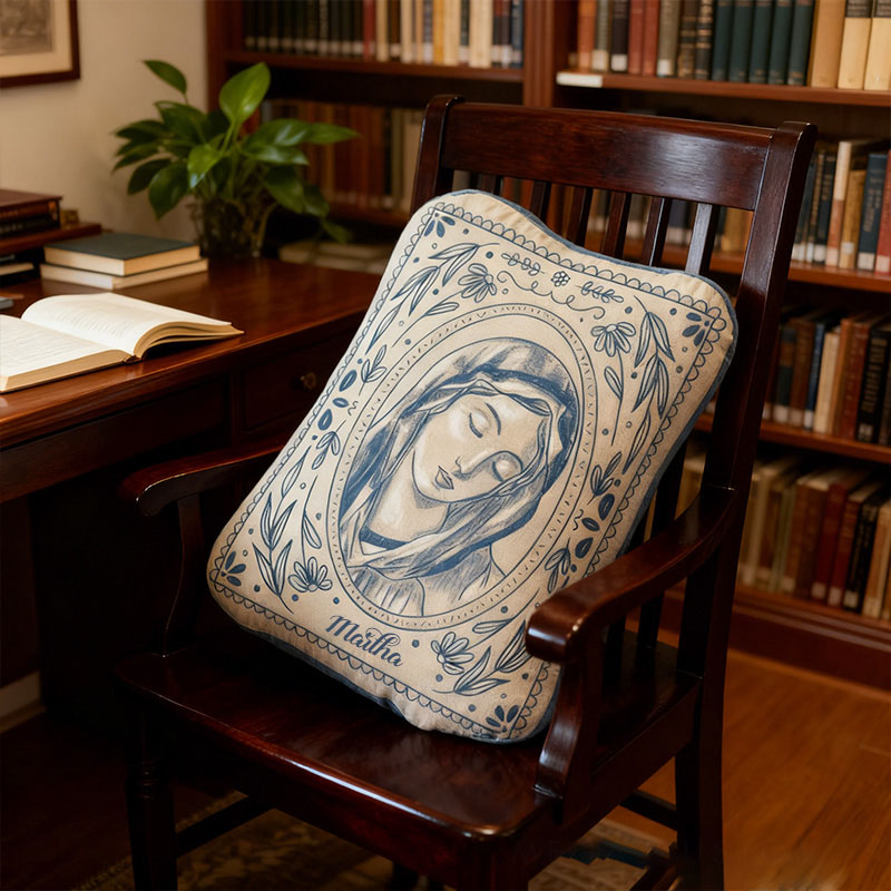 Personalized Virgin Mary Pillow with Custom Name Catholic Home Decor Religious Gift Birthday Gift for Women Graphic 3D Print Pillow