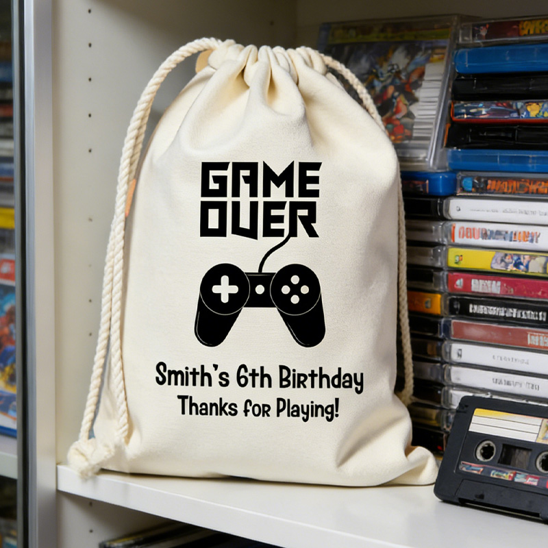 Personalised Kids Favor Bag Game Over Thank You Controller Video Game Gift for Game And Geek Lover