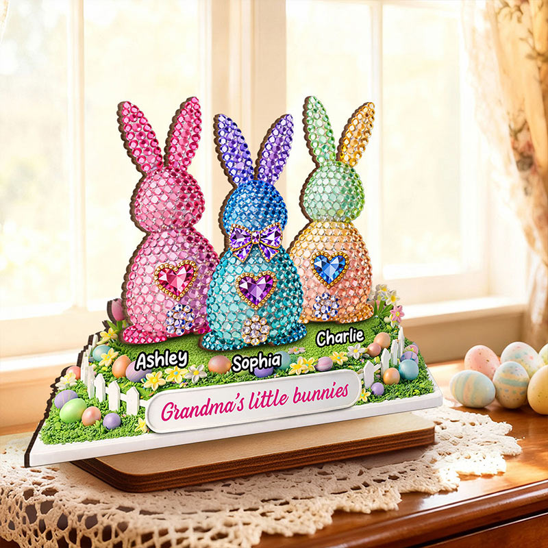 Personalized Grandma's Little Bunnies Easter with Names Custom 2-Layered Wooden Plaque Sentimental Easter Gift for Grandma
