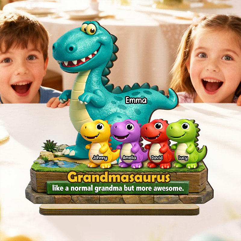 Personalized Grandmasaurus More Awesome 2-Layered Wooden Plaque Gift for Grandma
