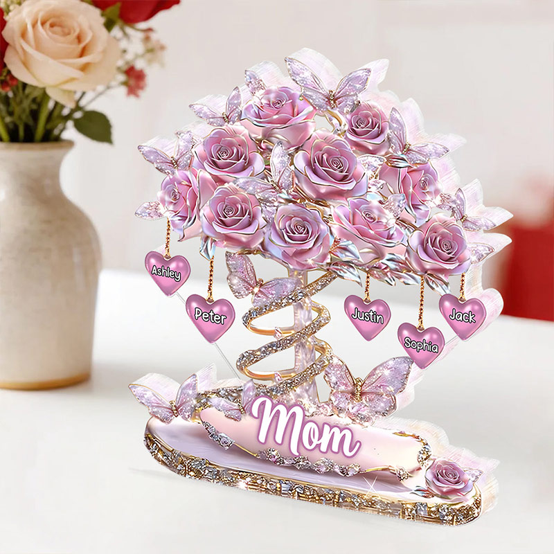 Personalized Best Mom Ever Heart Tree Acrylic Block Plaque Heartfelt Gift For Mom Grandma