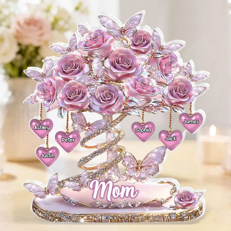Personalized Best Mom Ever Heart Tree Acrylic Block Plaque Heartfelt Gift For Mom Grandma