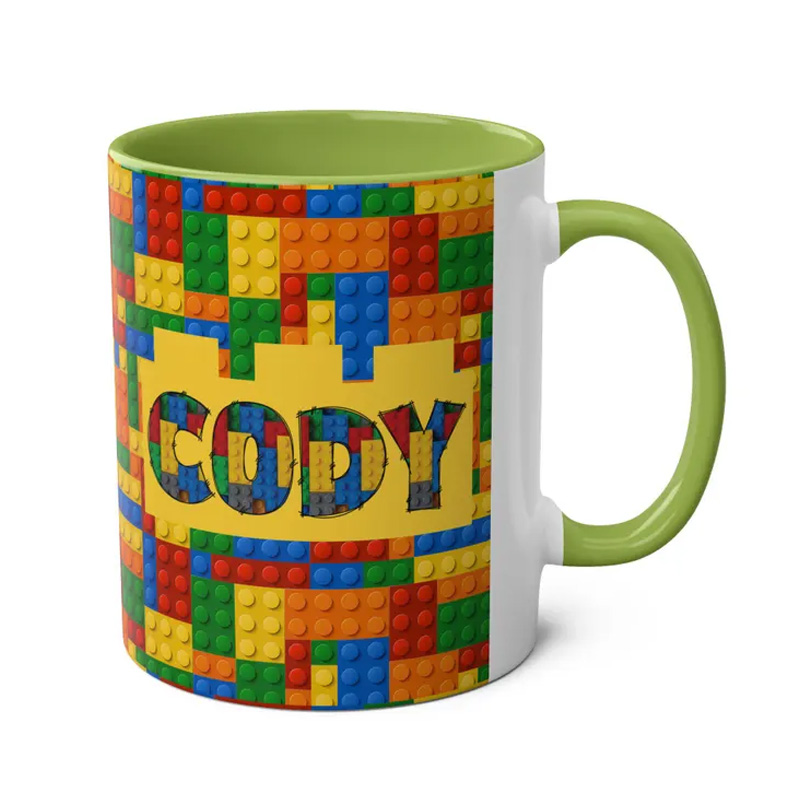 Personalized Building Block Coffee Mug with Names for Geek Lover