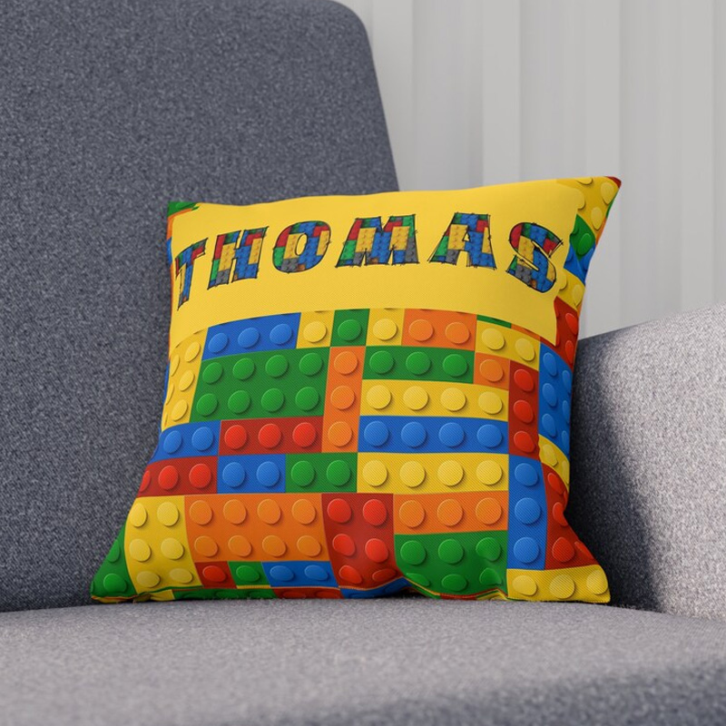 Personalized Building Block Throw Pillow Room Decor Gift for Nerd Geek Lover