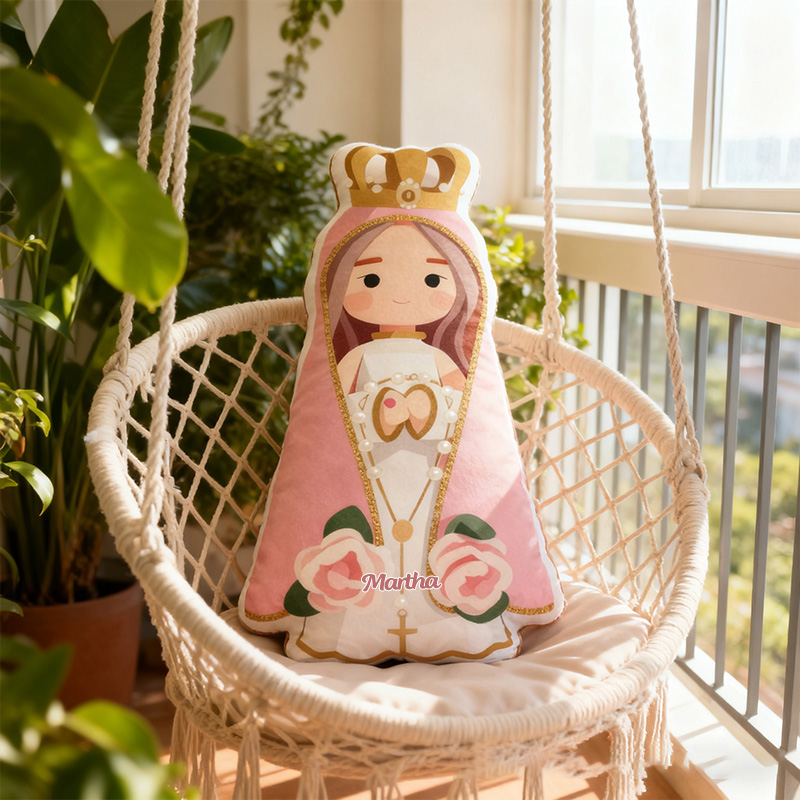 Personalized Virgin Mary Floral Pillow with Custom Name Religious Home Decor Catholic Prayer Gift for Girls Graphic 3D Print Pillow