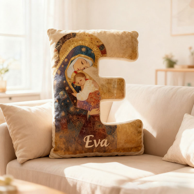 Personalized Our Lady of Guadalupe Baby Jesus Letter Pillow with Custom Name Religious Home Decor Catholic Gift for Her Graphic 3D Print Pillow