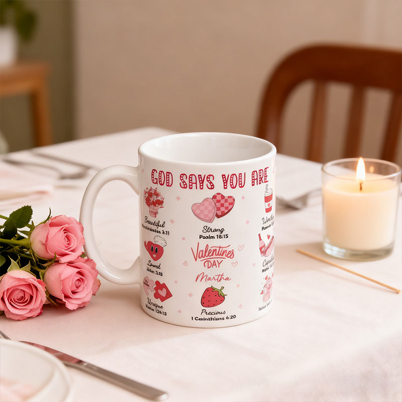 Personalized God Says you are Bible Quote Ceramic Mug with Name Encouragement Coffee Mug Religious Christian Gift Valentine Gift 