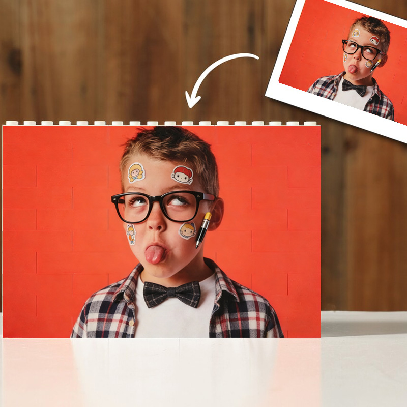 Personalized Photo Brick Puzzle Building Blocks Unique Portrait Photograph Gift for Nerd Geek Lover