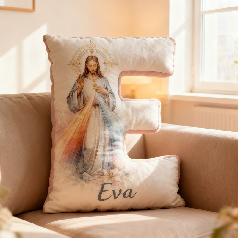Personalized Jesus Letter Pillow with Custom Name Religious Home Decor Christian Gift Faith Prayer Gift Graphic 3D Print Pillow 