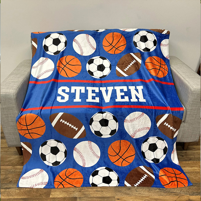 Personalized Sport Design Blanket with Custom Name for Sport Lover