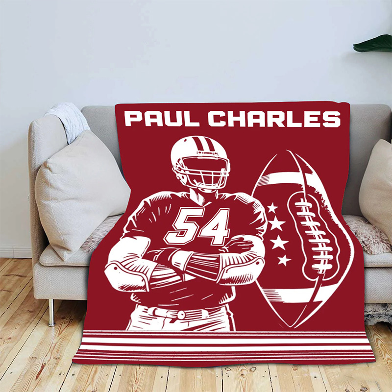 Personalize Your American Football Blanket with Custom Name and Number Design