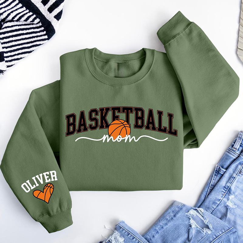 Personalized Basketball Mom Sweatshirt with Custom Name and Stylish Graphic Design