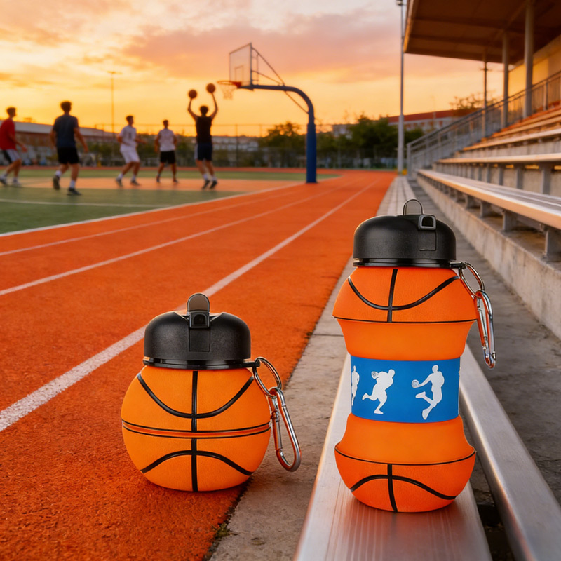 Personalized Foldable Clssic Basketball Water Cup Silicone Basketball Sports Water Bottle Custom Name Gift for Basketball Lovers