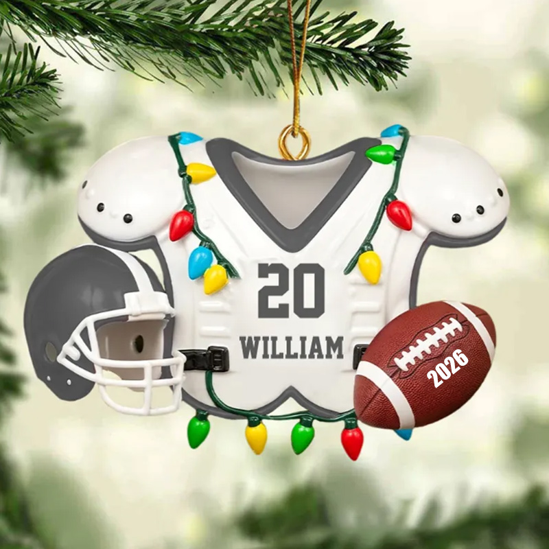 Personalized American Football Ornament with Custom Name and Number