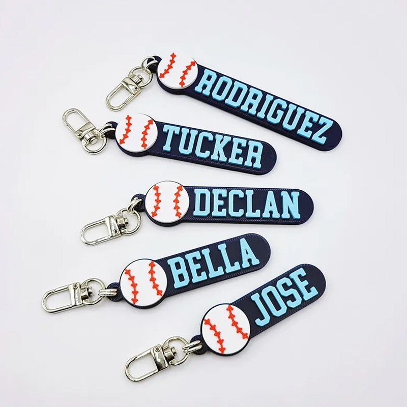 Personalized 3D Baseball-Themed Keychain Featuring Custom Name  
