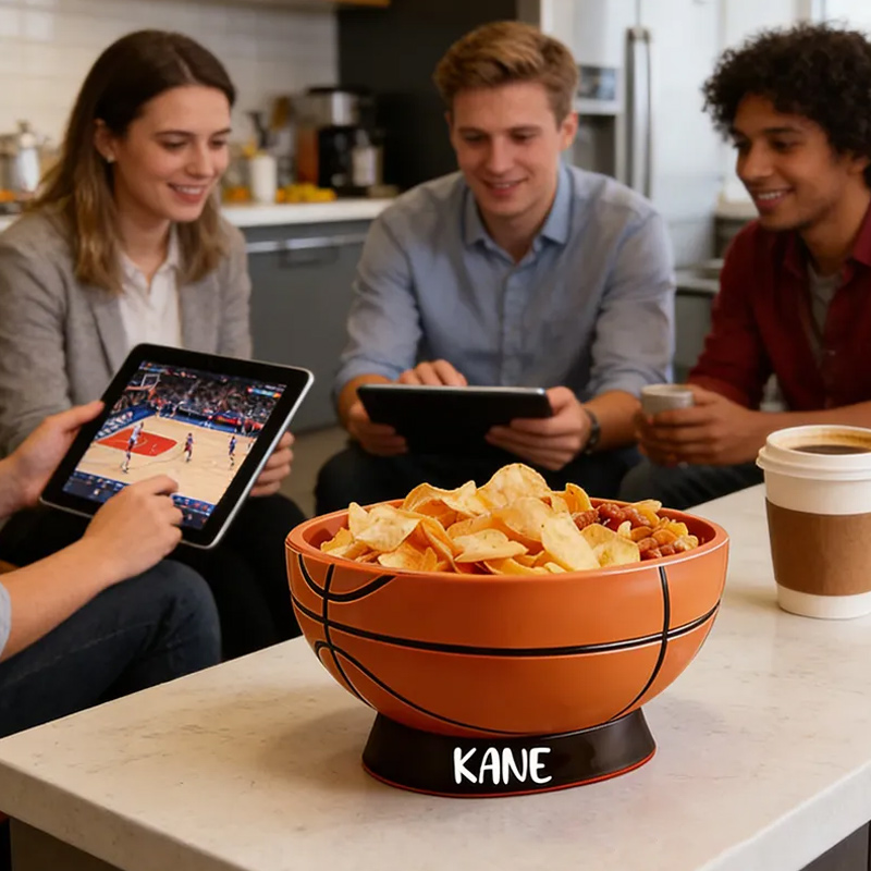 Personalized Basketball Snack Bowl with Custom Name for Sports Fans