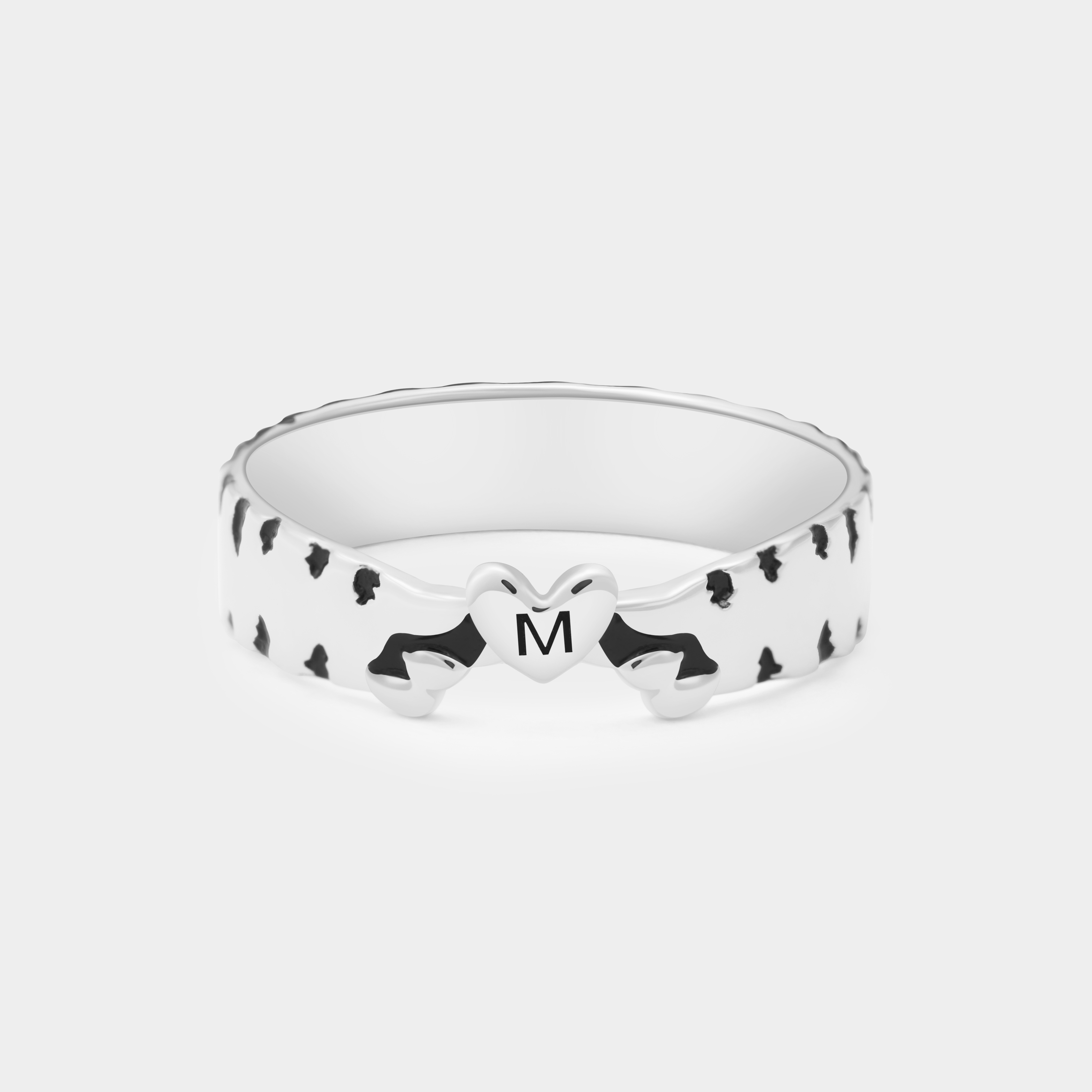 Personalized Cat Paw Heart Ring with Engraved Initials Cute and Unique Jewelry for Pet Lovers 925 Sterling Silver