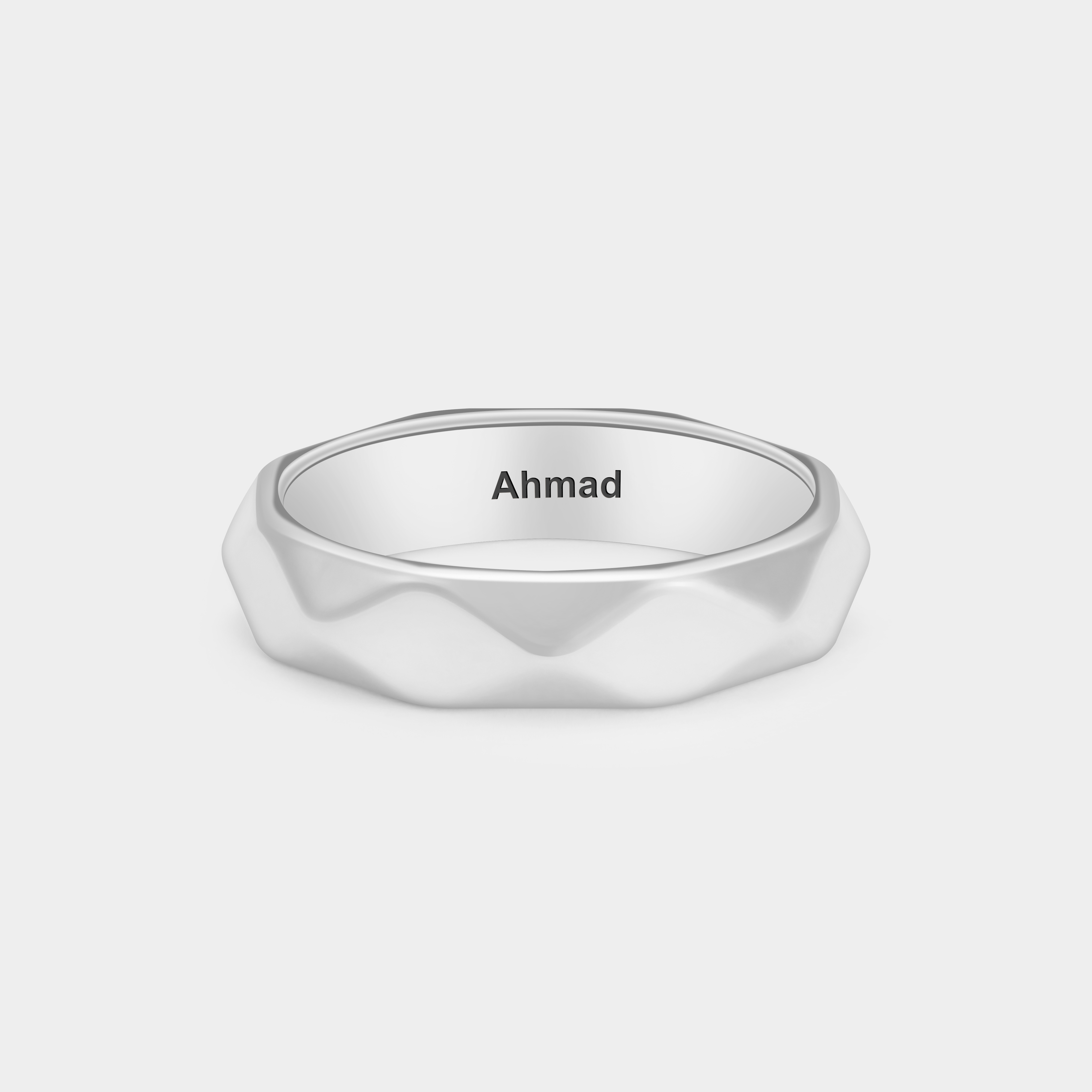 Personalized Faceted Sterling Silver Couple's Ring with Custom Engraving Personalized Romantic Jewelry in Sterling Silver