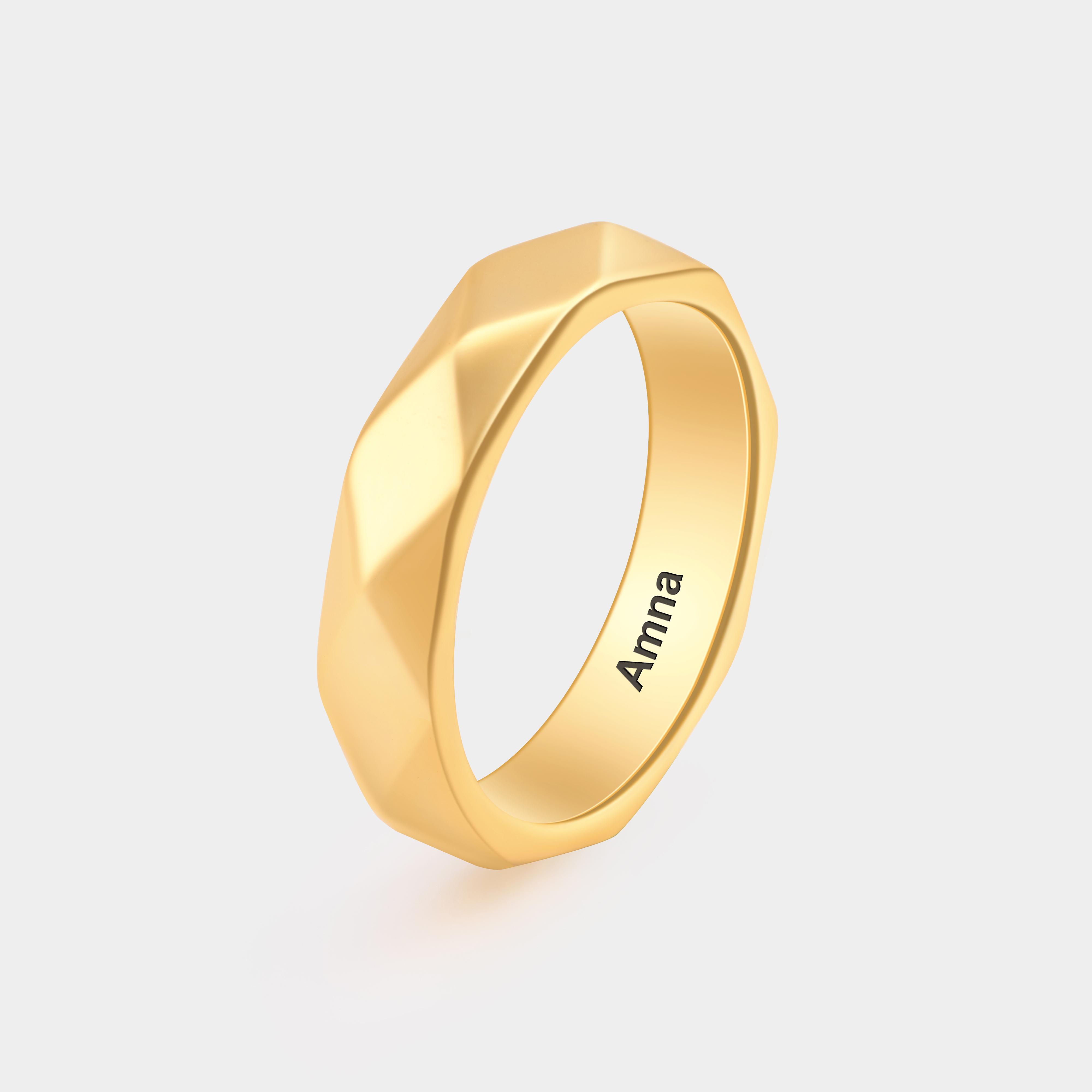 Personalized Faceted Sterling Silver Couple's Ring with Custom Engraving Personalized Romantic Jewelry in Sterling Silver