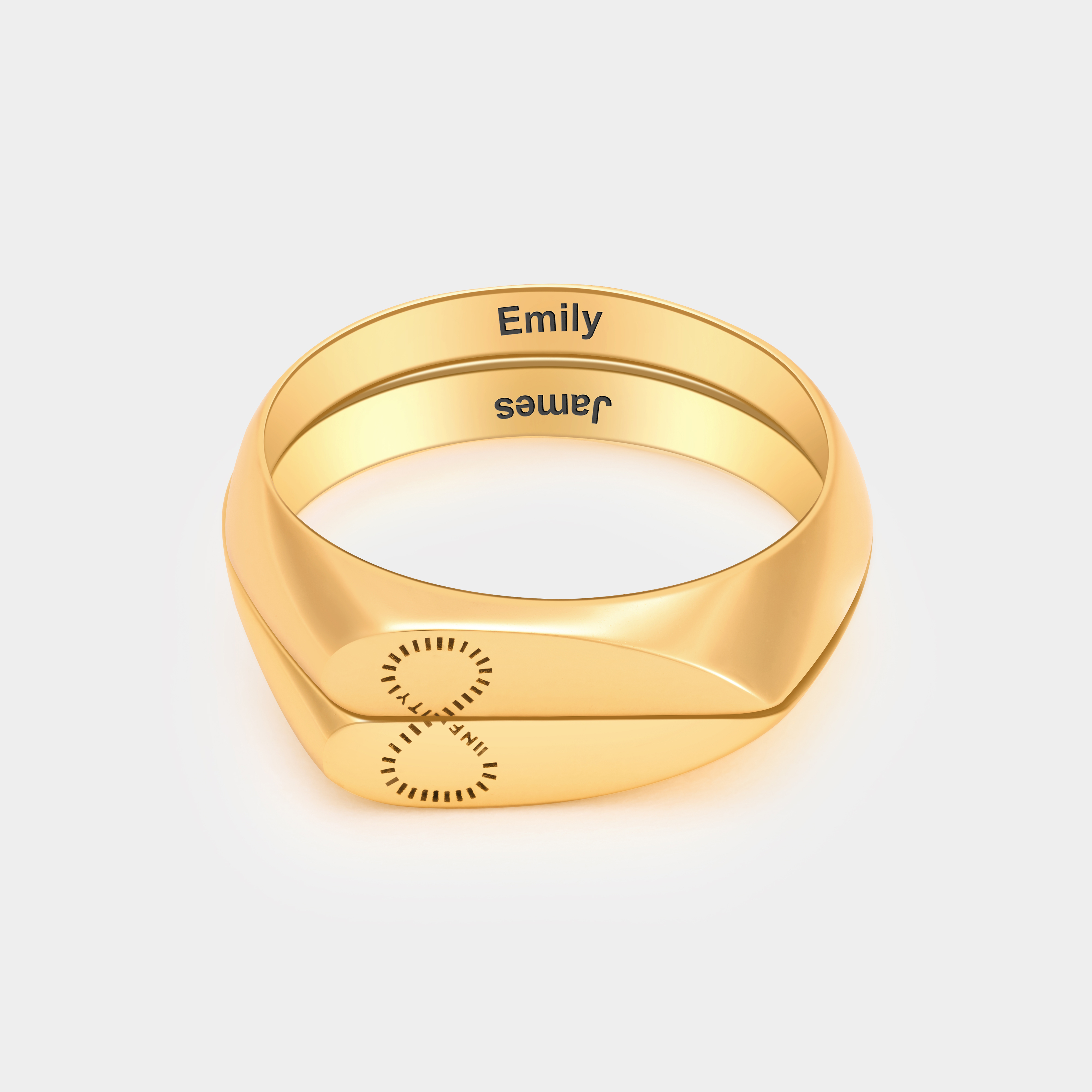 Personalized Half-Heart Infinity Symbol Couple's Matching Rings Personalized Gold Promise Jewelry 925 Sterling Silver