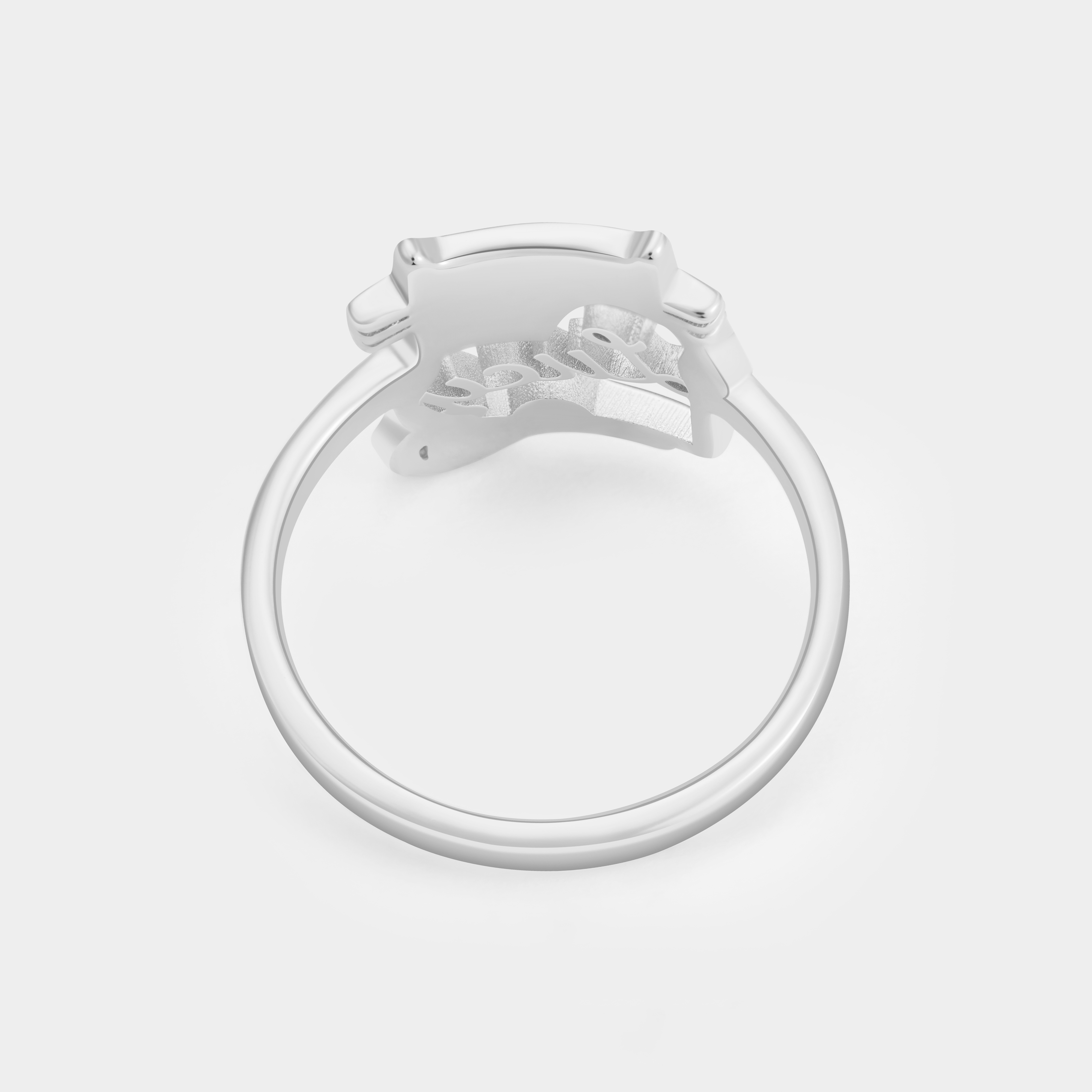 Personalized Cartoon Cat Holding Heart Sterling Silver Name Ring Custom Jewelry for Cat Lovers