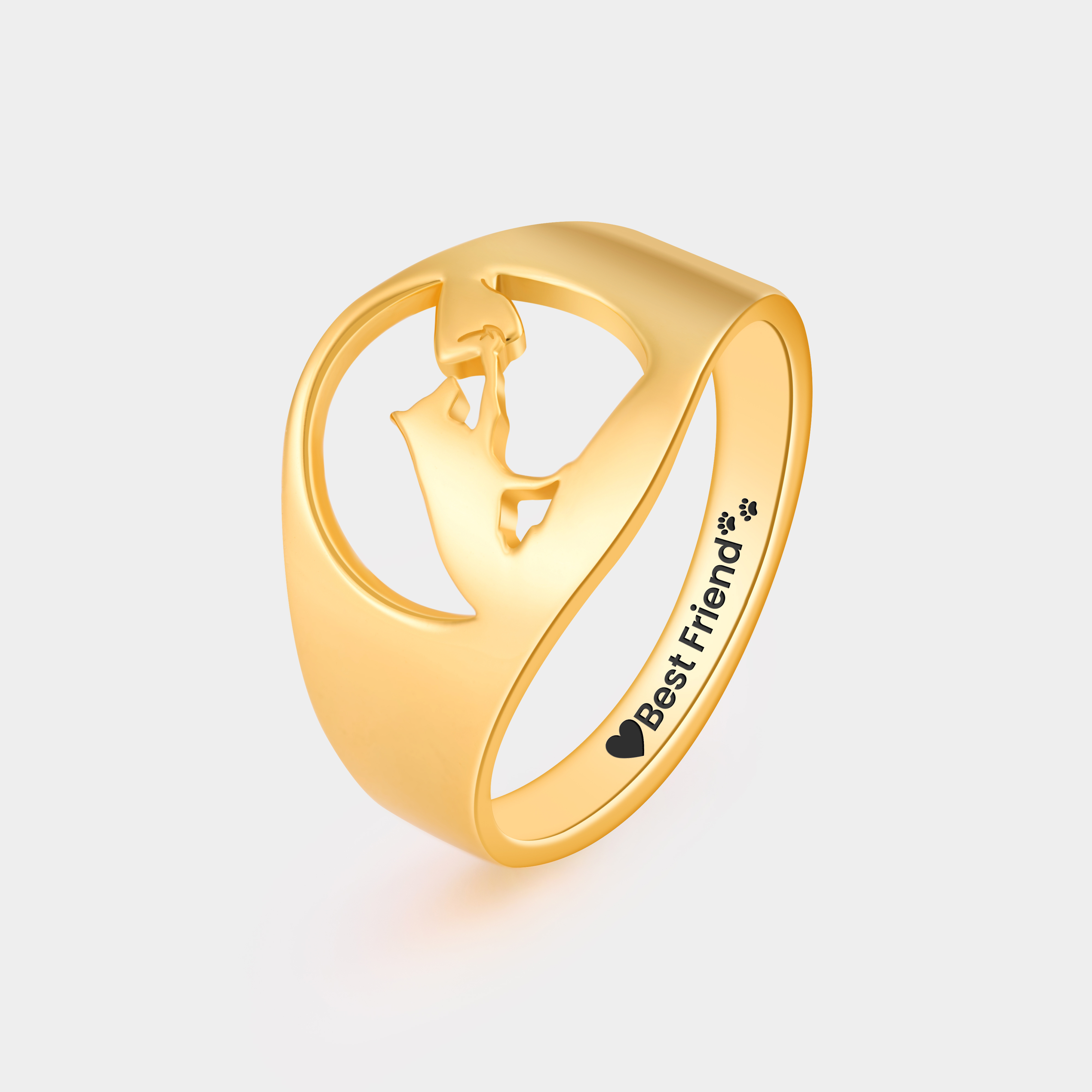 Personalized Dog and Paw Ring with Engraved Name Unique Gift for Dog Lovers and Pet Owners 925 Sterling Silver