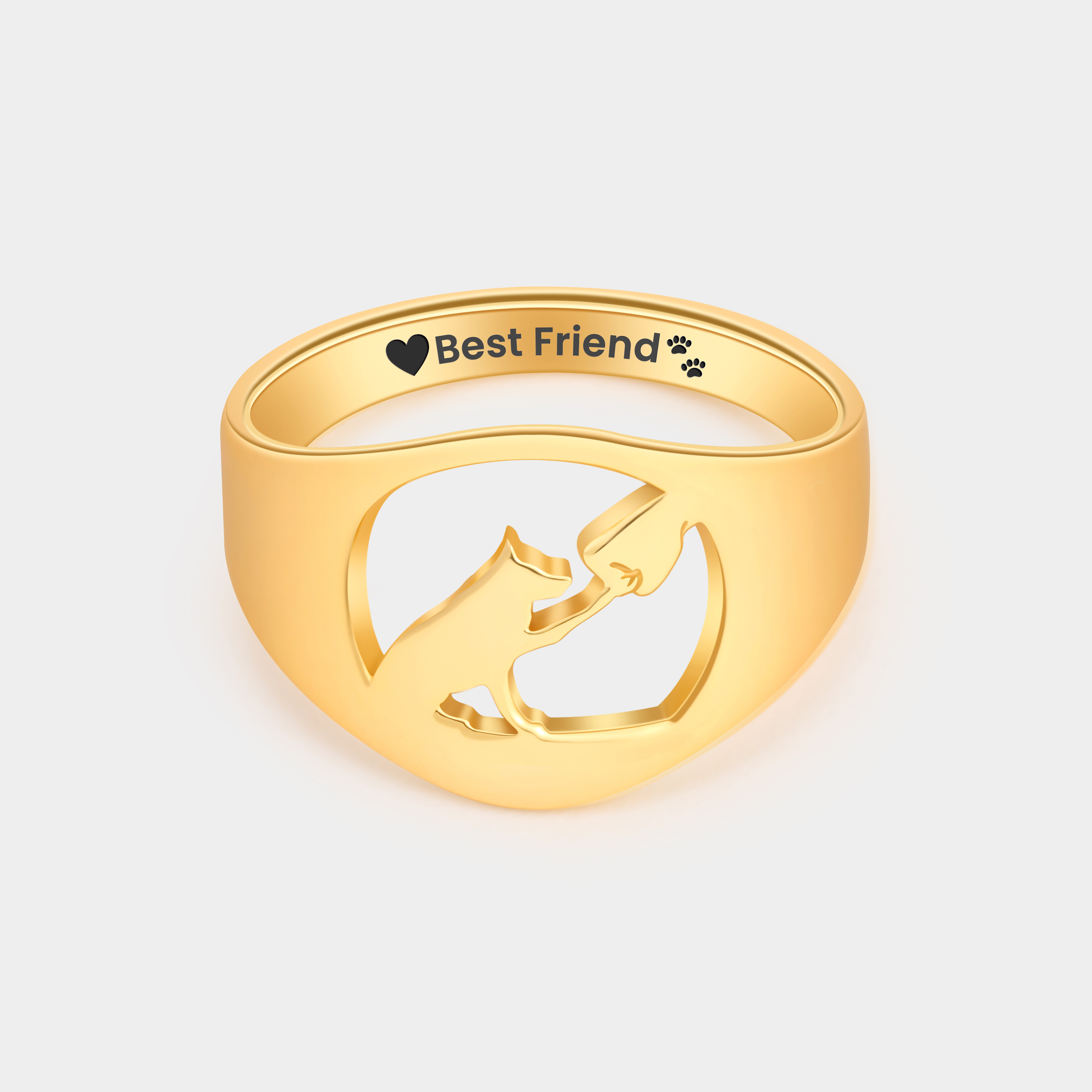 Personalized Dog and Paw Ring with Engraved Name Unique Gift for Dog Lovers and Pet Owners 925 Sterling Silver
