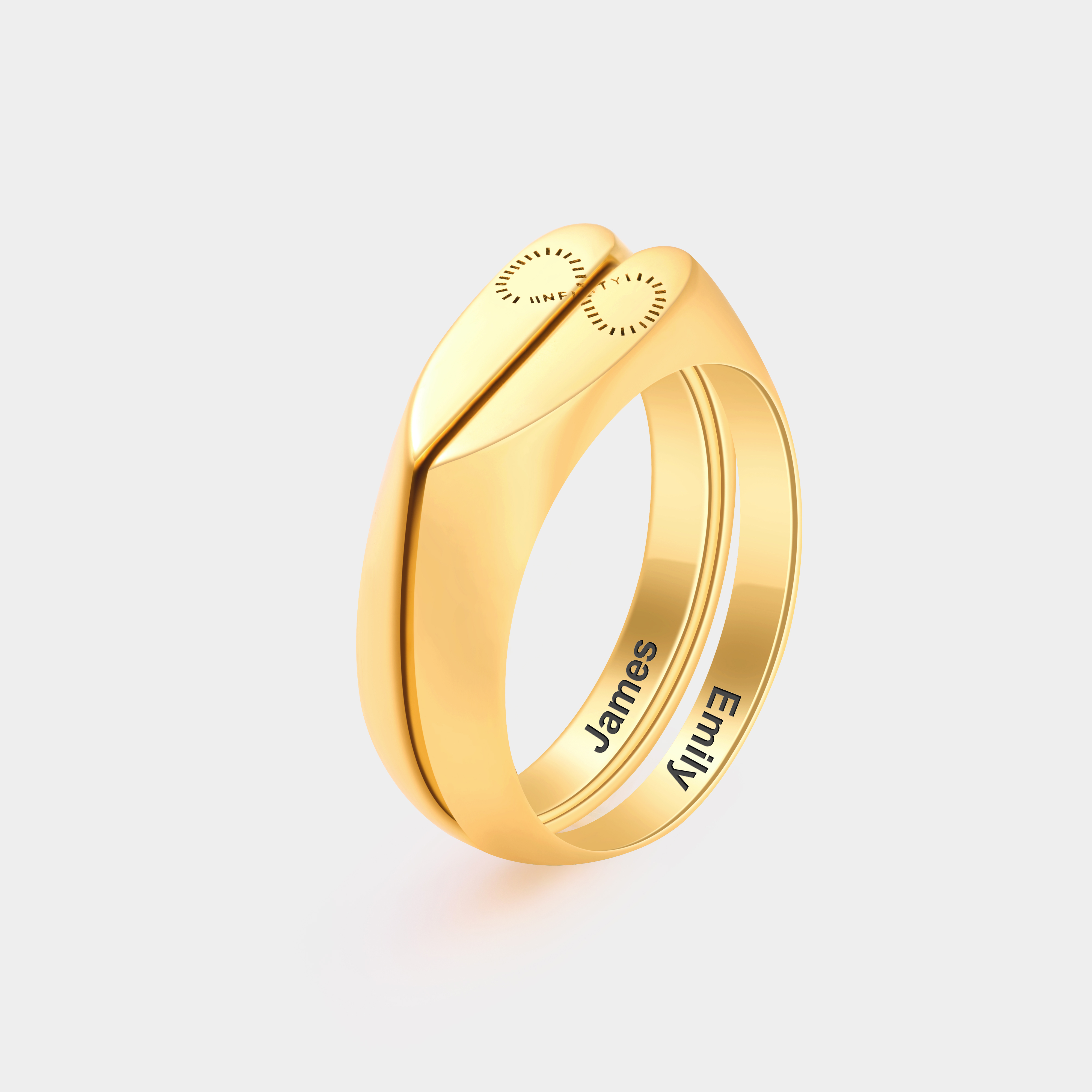 Personalized Half-Heart Infinity Symbol Couple's Matching Rings Personalized Gold Promise Jewelry 925 Sterling Silver