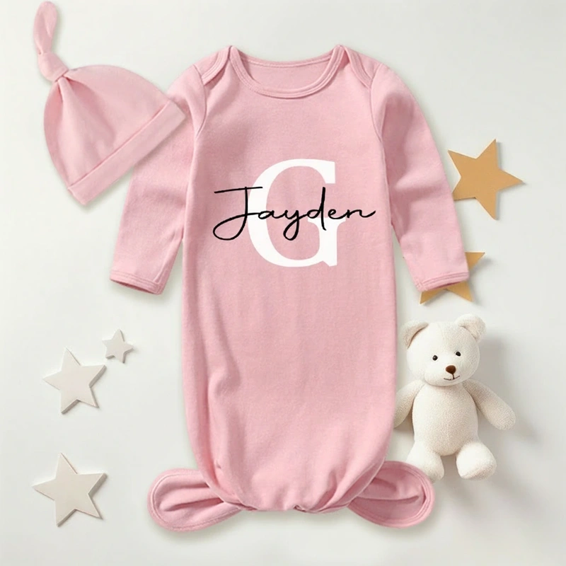 Personalized Monogram Baby Gowns with Name Knotted Newborn Outfit Coming Home Outfit Baby Shower Gift