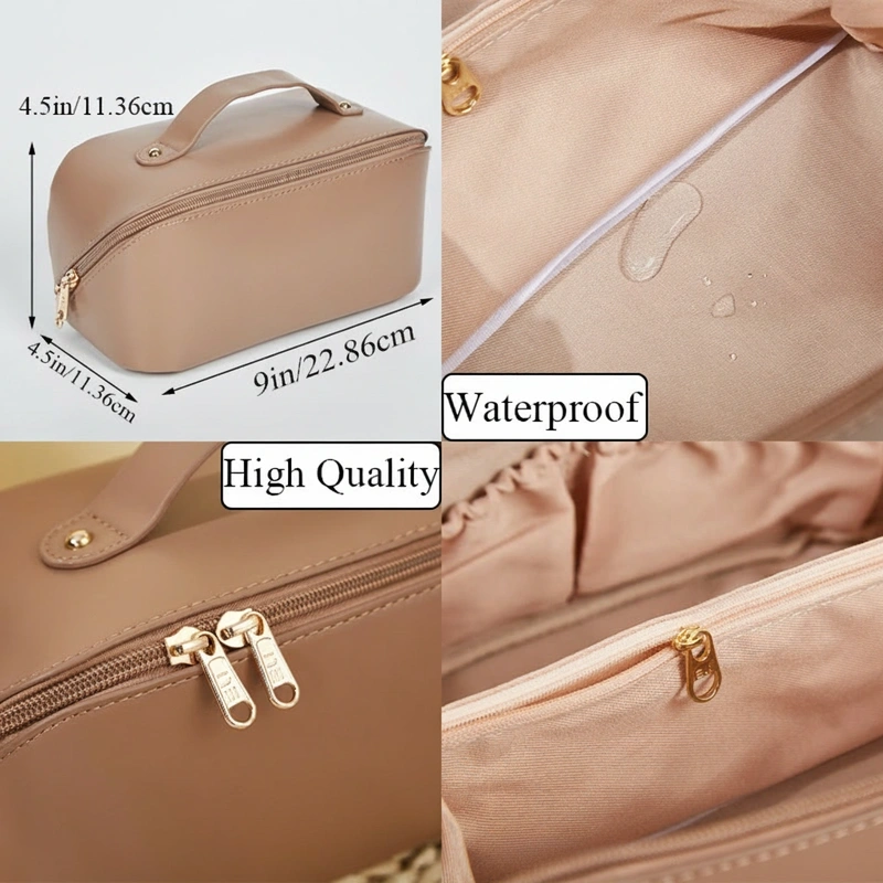 Personalized Embroidered Name Makeup Bag Leather Embroidered Cosmetic Bag Travel Gift For Her