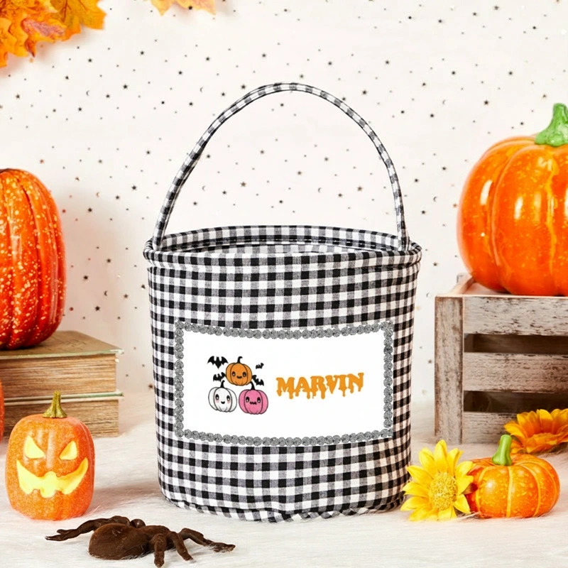 Personalized Halloween Treat Basket Adorable Pumpkin Trio Design Basket Halloween Gift