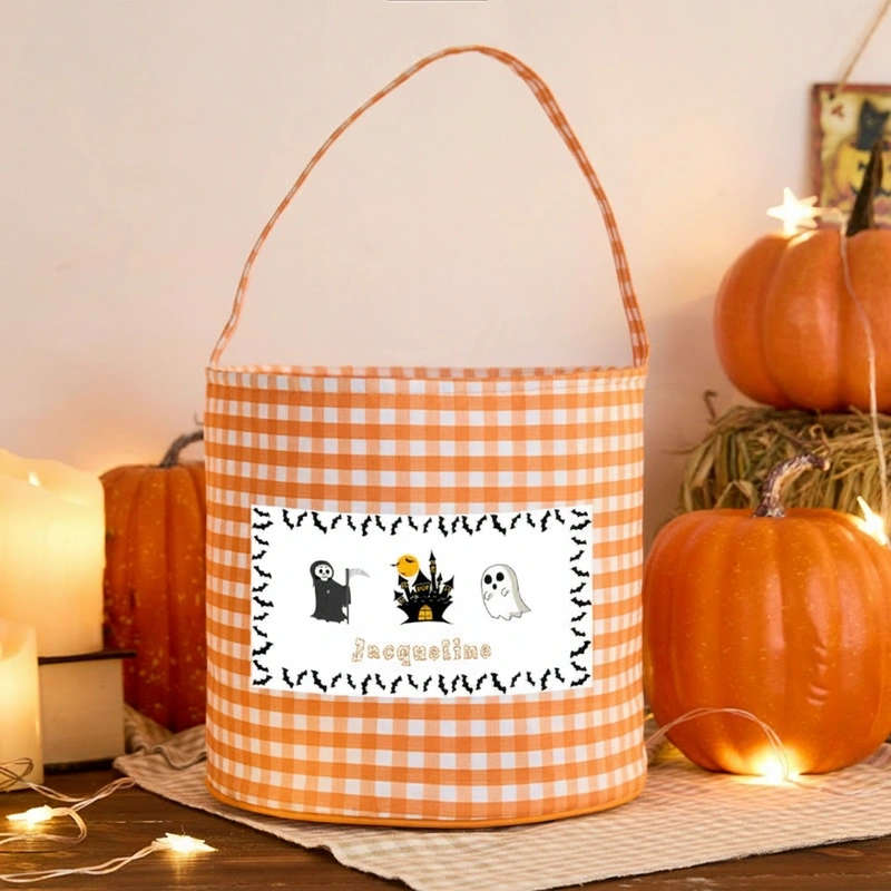 Personalized Halloween Treat Basket Spooky Castle Design Basket Halloween Gift