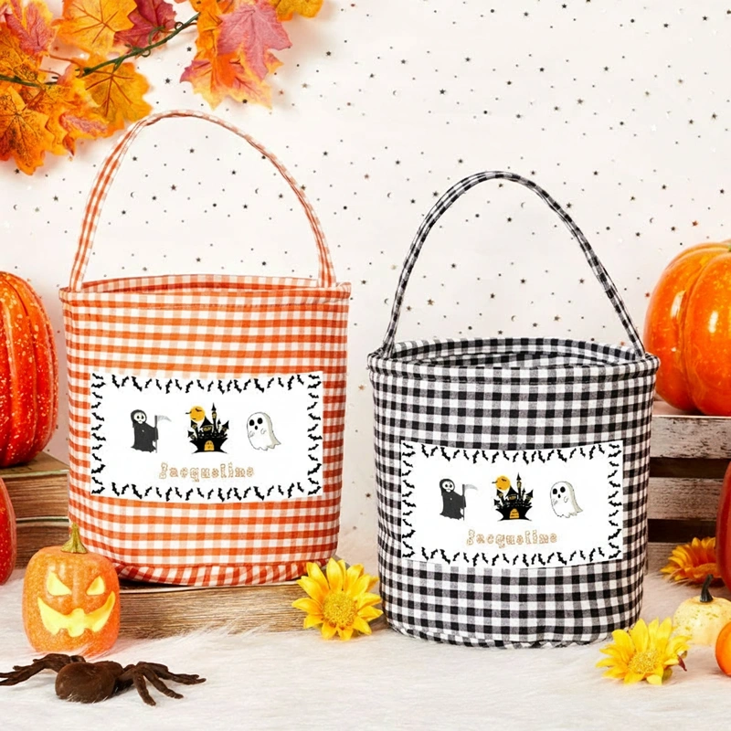 Personalized Halloween Treat Basket Spooky Castle Design Basket Halloween Gift