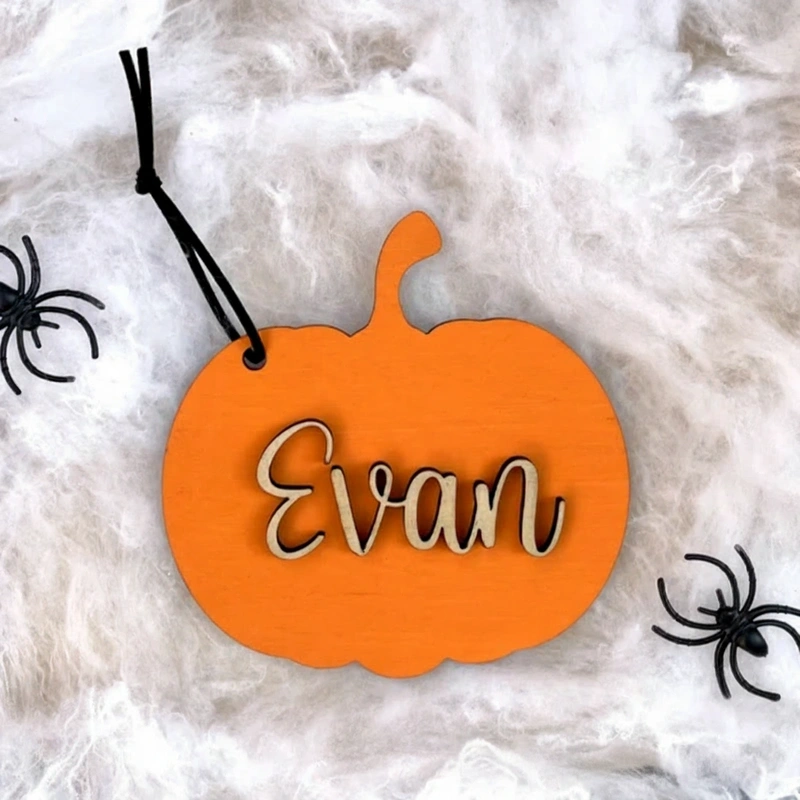 Personalized Halloween Hanging Ornaments Wooden Boo Name Tag Halloween Decor