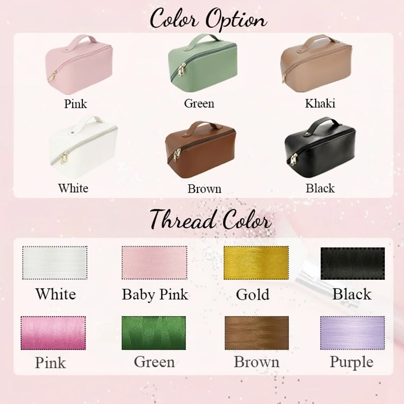 Personalized Embroidered Name Makeup Bag Leather Embroidered Cosmetic Bag Travel Gift For Her