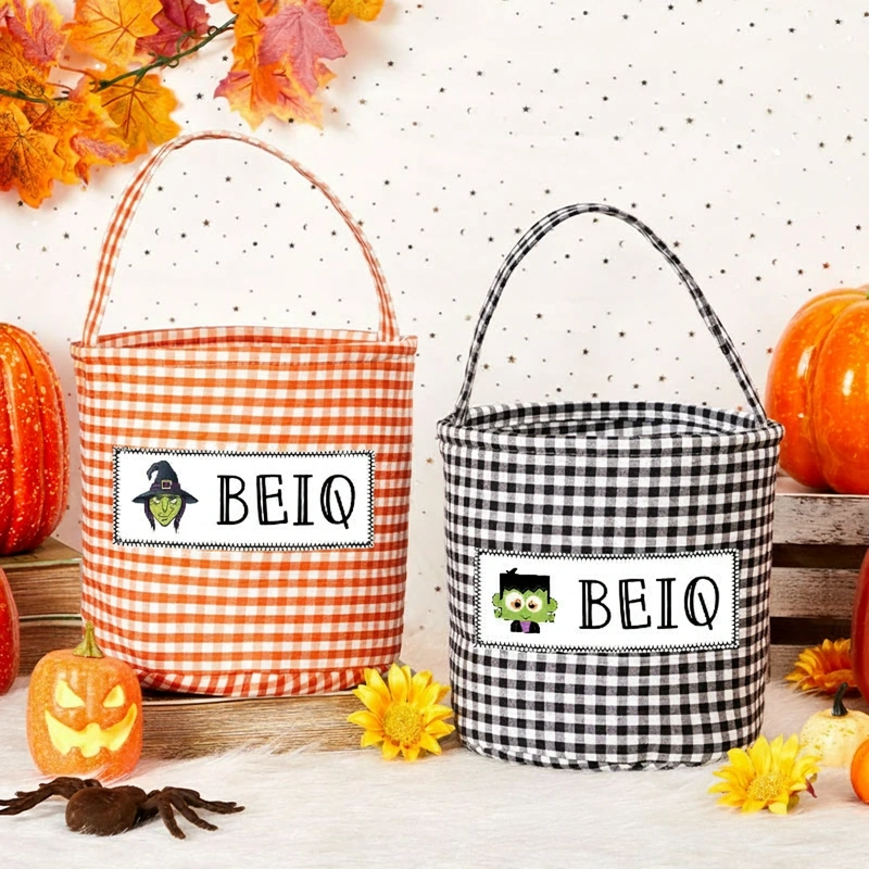 Personalized Halloween Treat Basket Customizable Icon with Name Design Halloween Basket Kids Gift