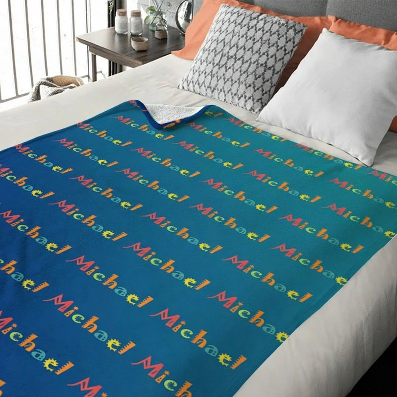 Personalized Cartoon Cute Font Fleece Blanket with Name High Quality Super Soft Home Decor Birthday Gift for Kids