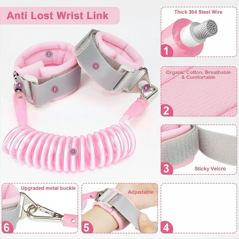 Personalized Toddler Harness Leash with Anti Lost Wrist Link Cute Baby Leash Walking Assistant Wristband Strap Tether for Girls Outdoor