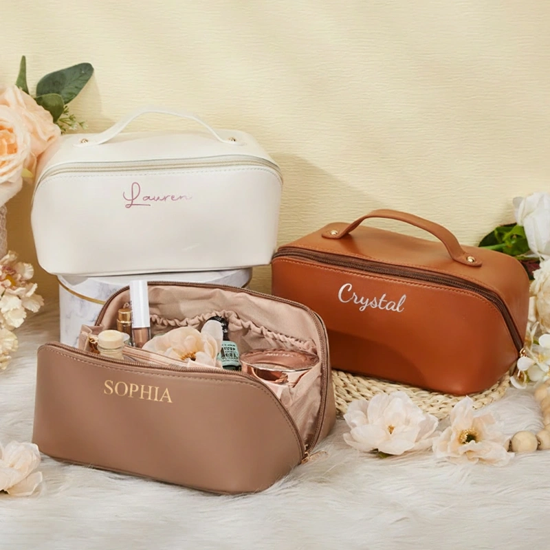 Personalized Name Makeup Bag Leather Cosmetic Bag Travel Gift For Her Party Favors