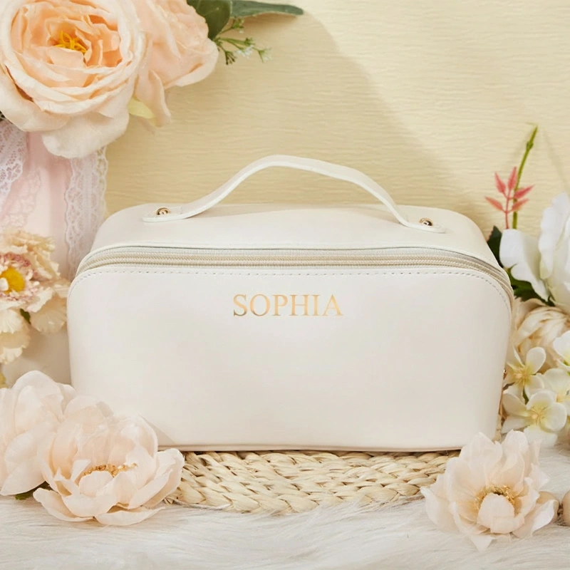 Personalized Name Makeup Bag Leather Cosmetic Bag Travel Gift For Her Party Favors