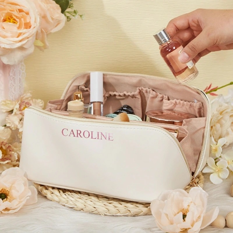 Personalized Name Makeup Bag Leather Cosmetic Bag Travel Gift For Her Party Favors