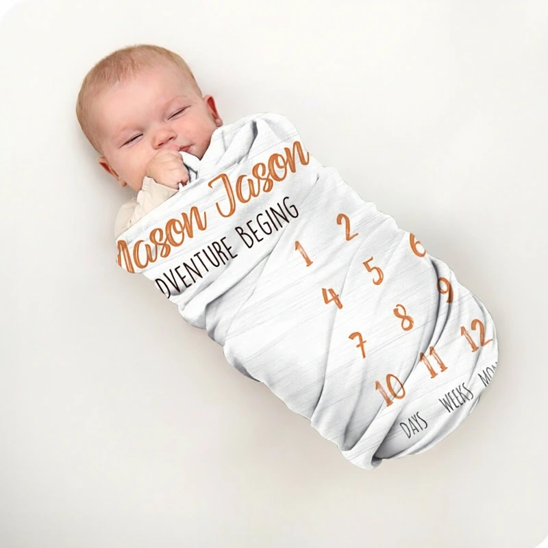 Personalized Baby Name Blanket Woodland Baby Milestone Fleece Blanket