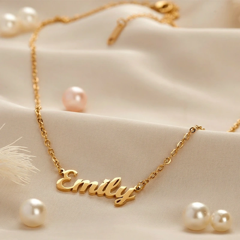 Personalized 18K Gold Plated Name Necklace Minimalist Name Necklace Gift for Her