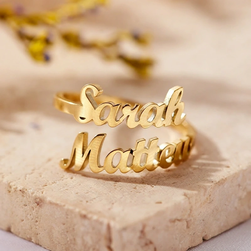 Personalized Double Name Ring Minimalist Name Ring Best Friend Gift for Her