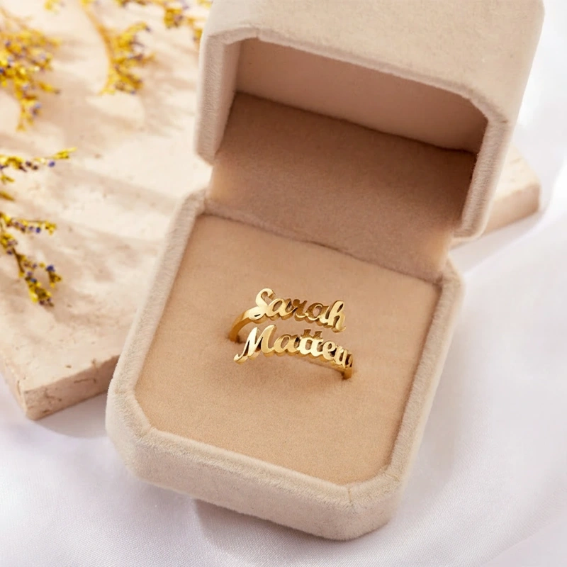 Personalized Double Name Ring Minimalist Name Ring Best Friend Gift for Her