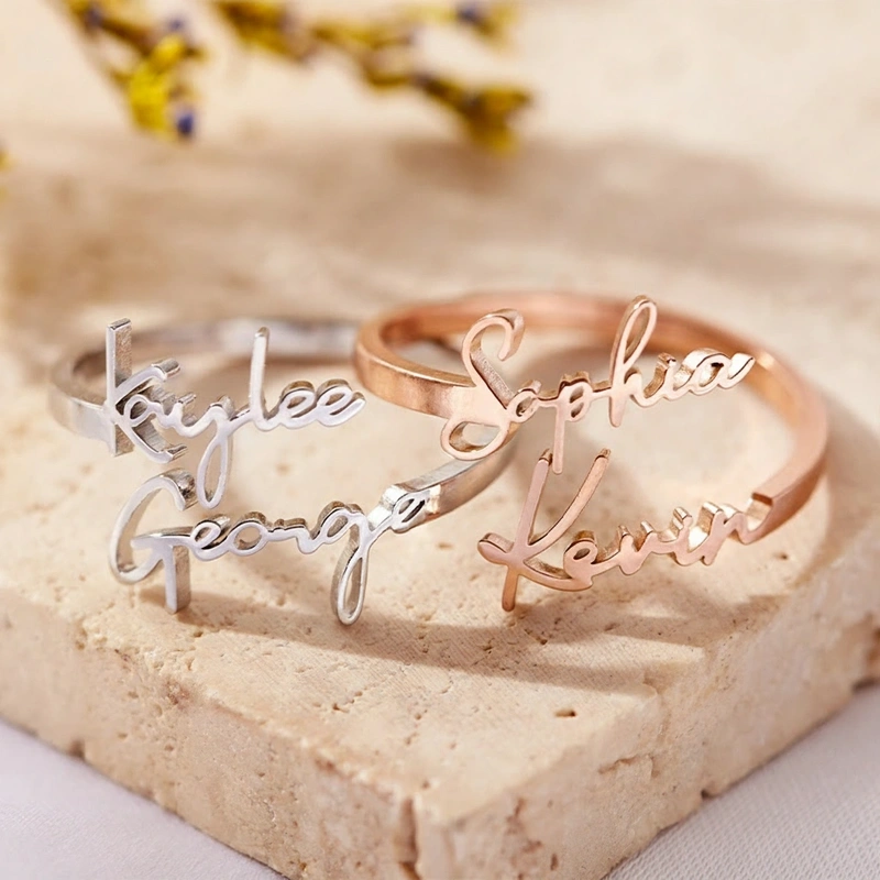 Personalized Double Name Ring Minimalist Name Ring Best Friend Gift for Her