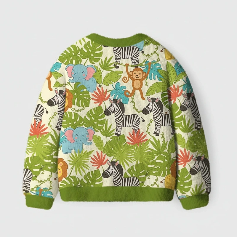 Personalized Jungle Adventure Kids Cardigan Sweater Kids Winter Gift