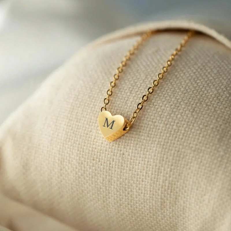 Personalized Engraved Heart Initial Necklace Heart Pendant Necklace for Her